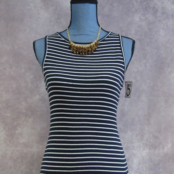 NEW 5 More MInutes Nautical Blue White Tank Dress - Picture 2 of 6